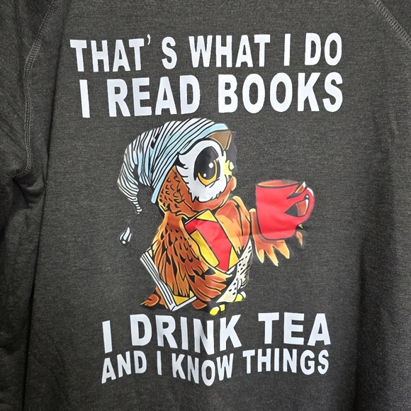 Owl Reading Cotton Poly Blend Sweatshirt - Large - Lilicloth - Picture 2 of 5